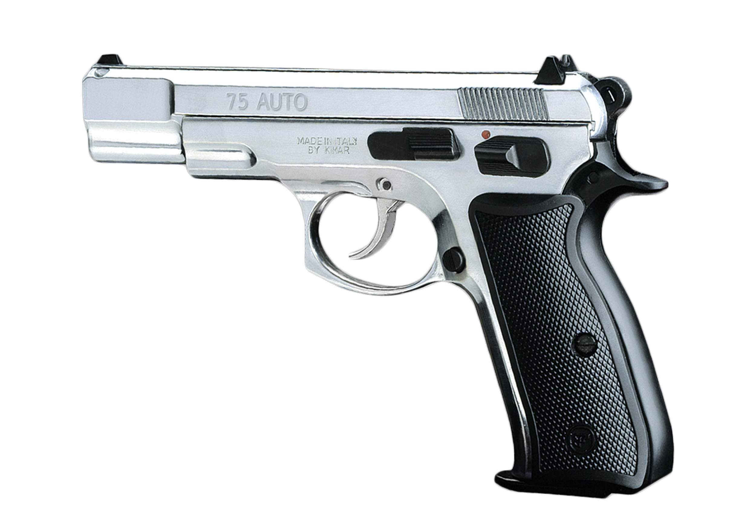 KIMAR 75 PISTOLA SALVE CHROME 12rnd, black plastic grips 8MM 430.002NI