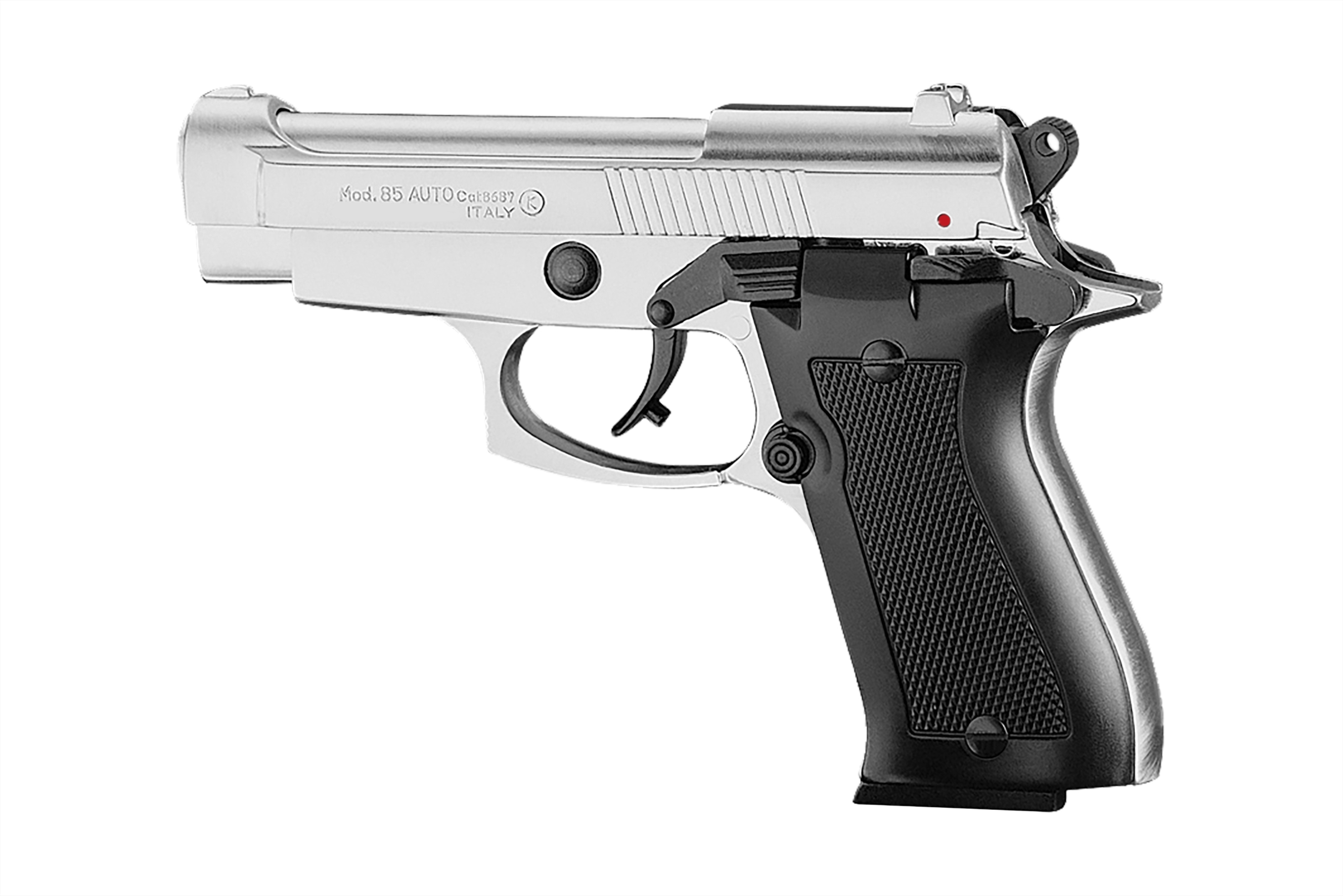 KIMAR 85 PISTOLA SALVE CHROME, 6rnd, black plastic grips 9MM 430.044NI