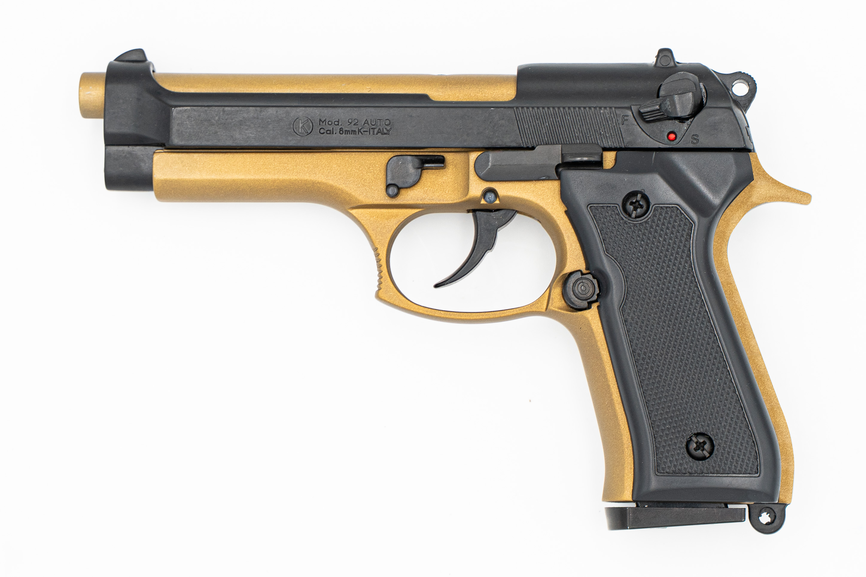 KIMAR 92 PISTOLA SALVE Mystikote black/Bronze, 16rnd, black plastic grips 8MM 420.107NI