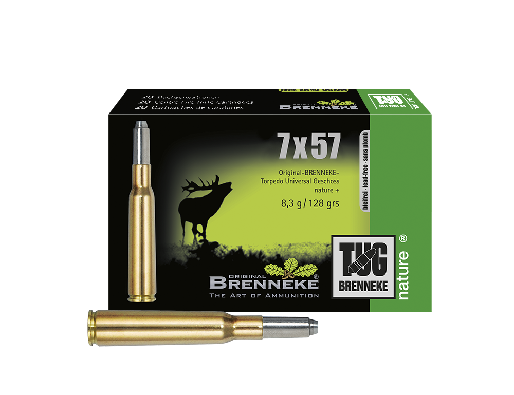 Brenneke Munizioni TUG 7 x 57 BRENNEKE, Orig. BRENNEKE TUG nature+ 8,3 g 20 / 100