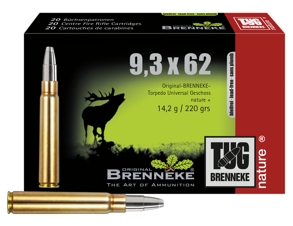 Brenneke Munizioni TUG 9,3 x 62, Orig. BRENNEKE TUG nature+ 14,2 g 20 / 100